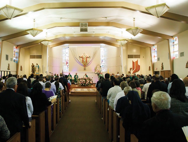 Parishioners gathered for Mass
